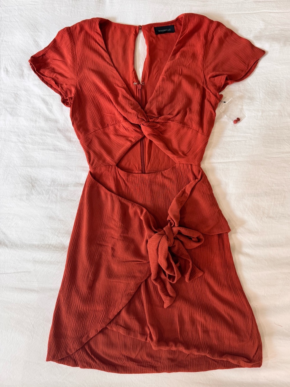 Majorelle Evelyn Terracotta Cutout Wrap Mini Dress XXS Revolve Homecoming